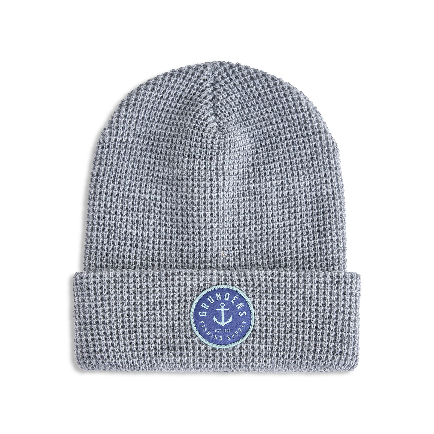 Anchor Waffle Beanie Whiskey Front View – Grundens