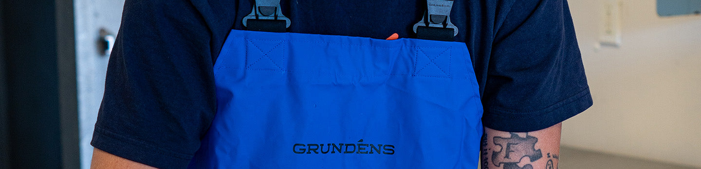 Aprons and Sleeves for fish processing. 