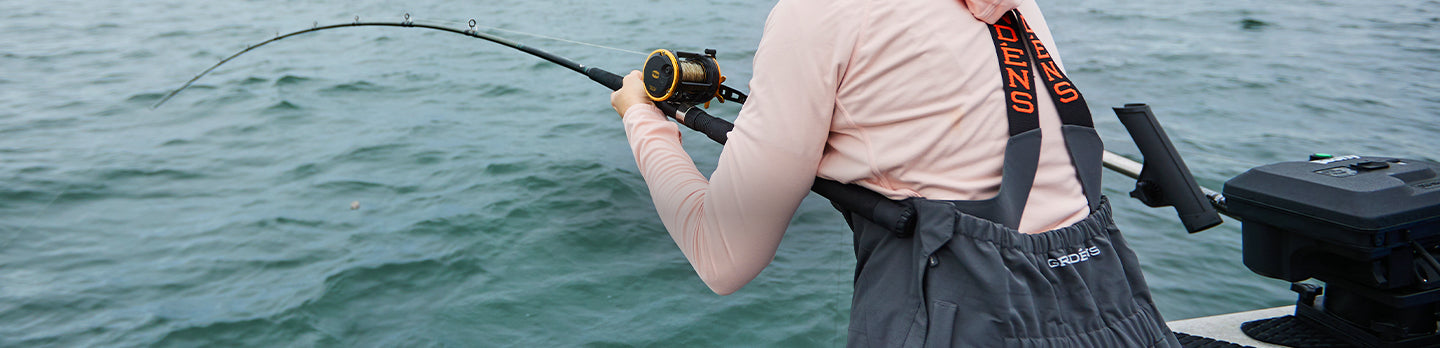 Fisherman wearing Grundens Women's Pisces Bibs