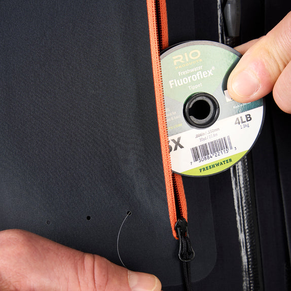 Welded Tippet Pocket Allows for a Pass for Easy Tippet Storage with Laser Cut Holes to Easily Rig Up on a Moment's Notice
