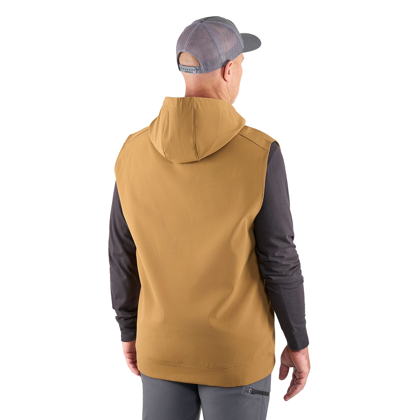 Kryall Hooded Vest Tobacco Detail View – Grundens