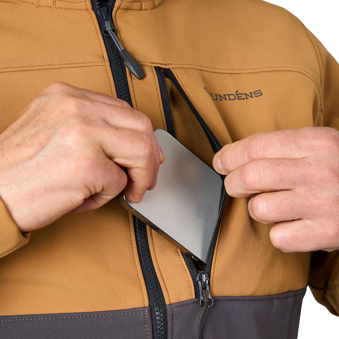 Secure Zippered Chest Pocket and Hand Pockets