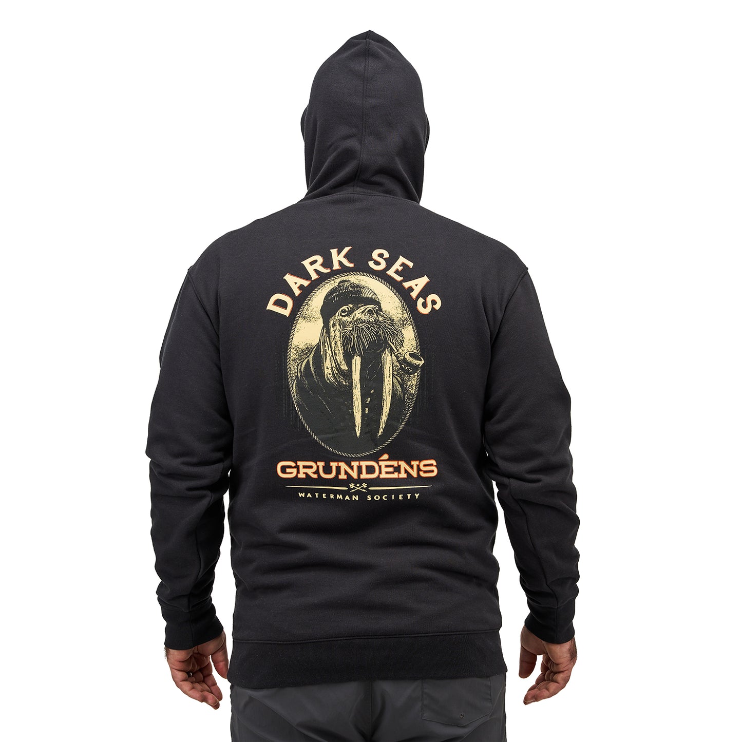 Dark Seas X Grundens Seaworthy Hoodie Black On Model – Grundens