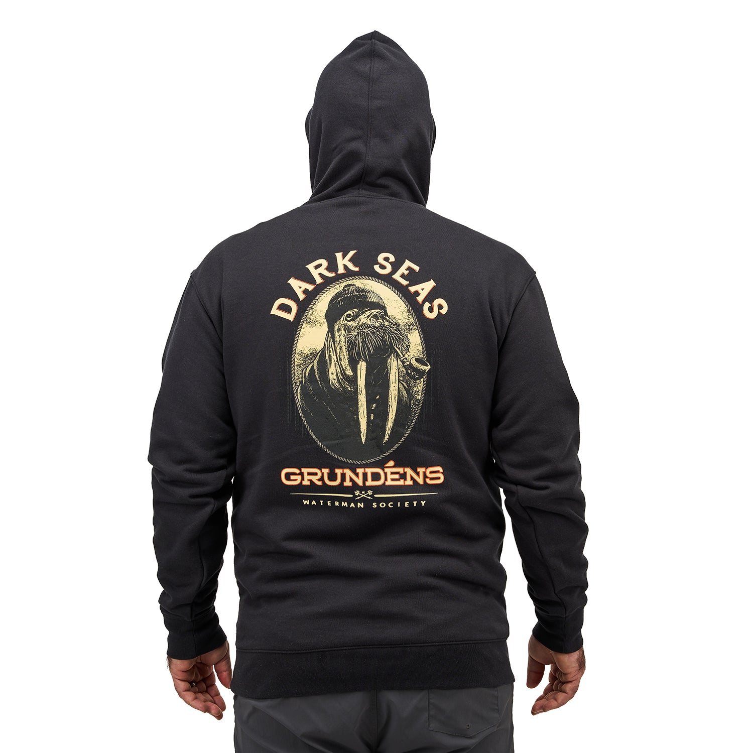 Dark Seas X Grundens Seaworthy Hoodie Black On Model – Grundens