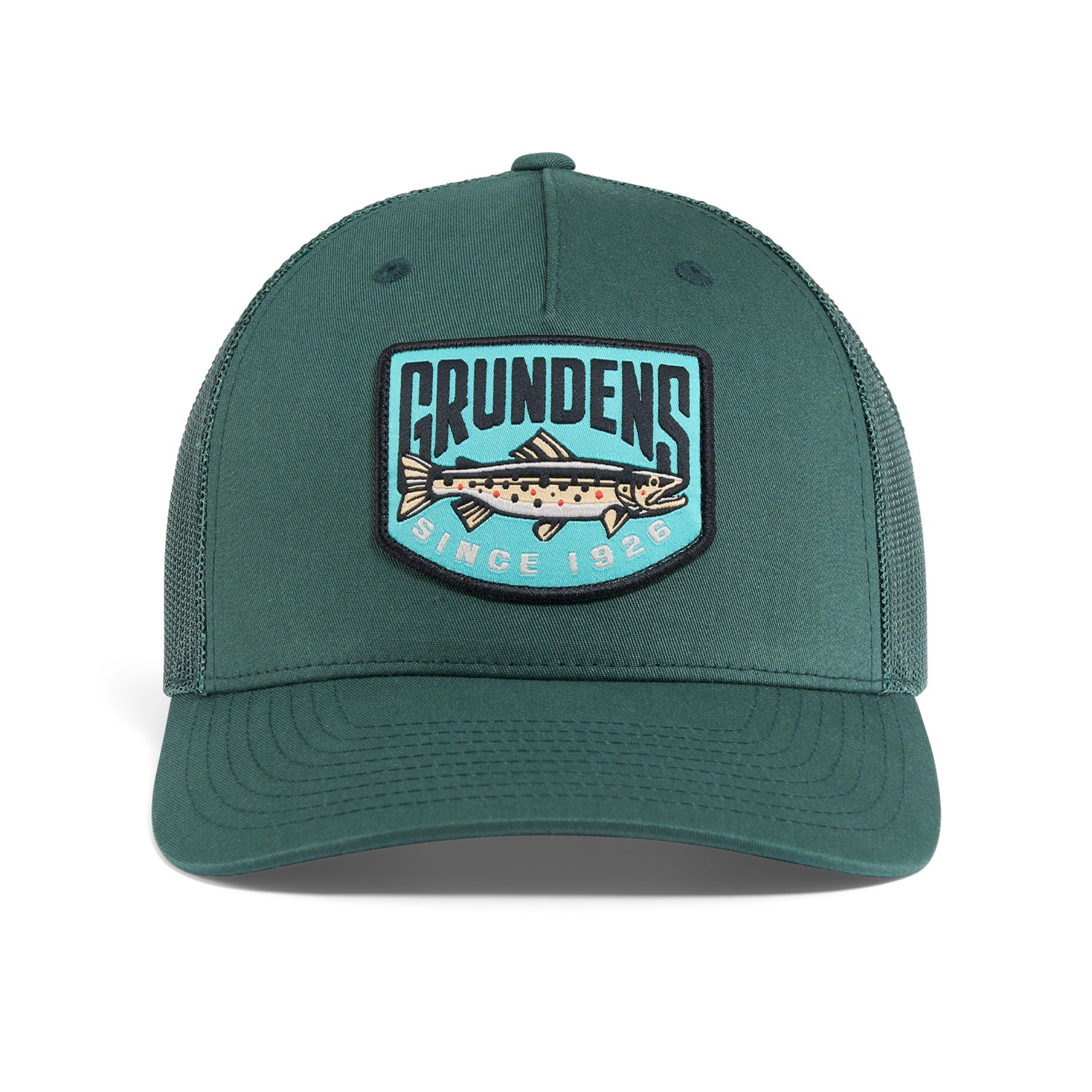 Trout Patch Trucker Maroon Product View – Grundens