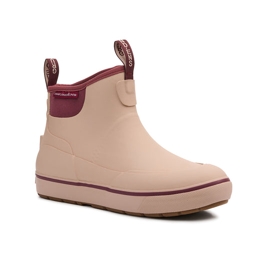 Women's Deck-Boss Ankle Boots Cherry Front View – Grundens