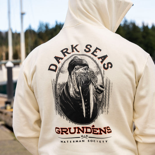 Dark Seas X Grundens Seaworthy Hoodie Bone Front View – Grundens
