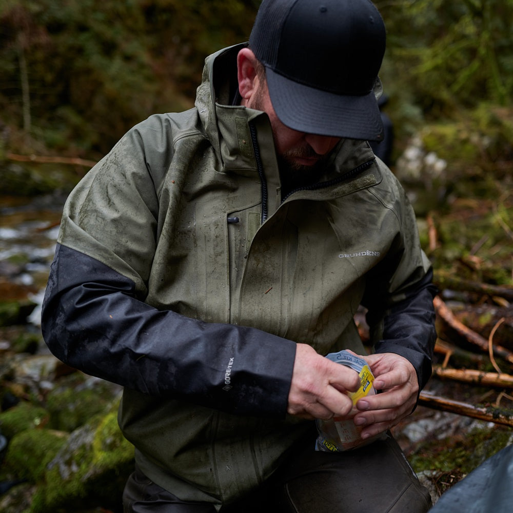 Buoy X Gore-Tex Jacket Deep Lichen Green Front View – Grundens