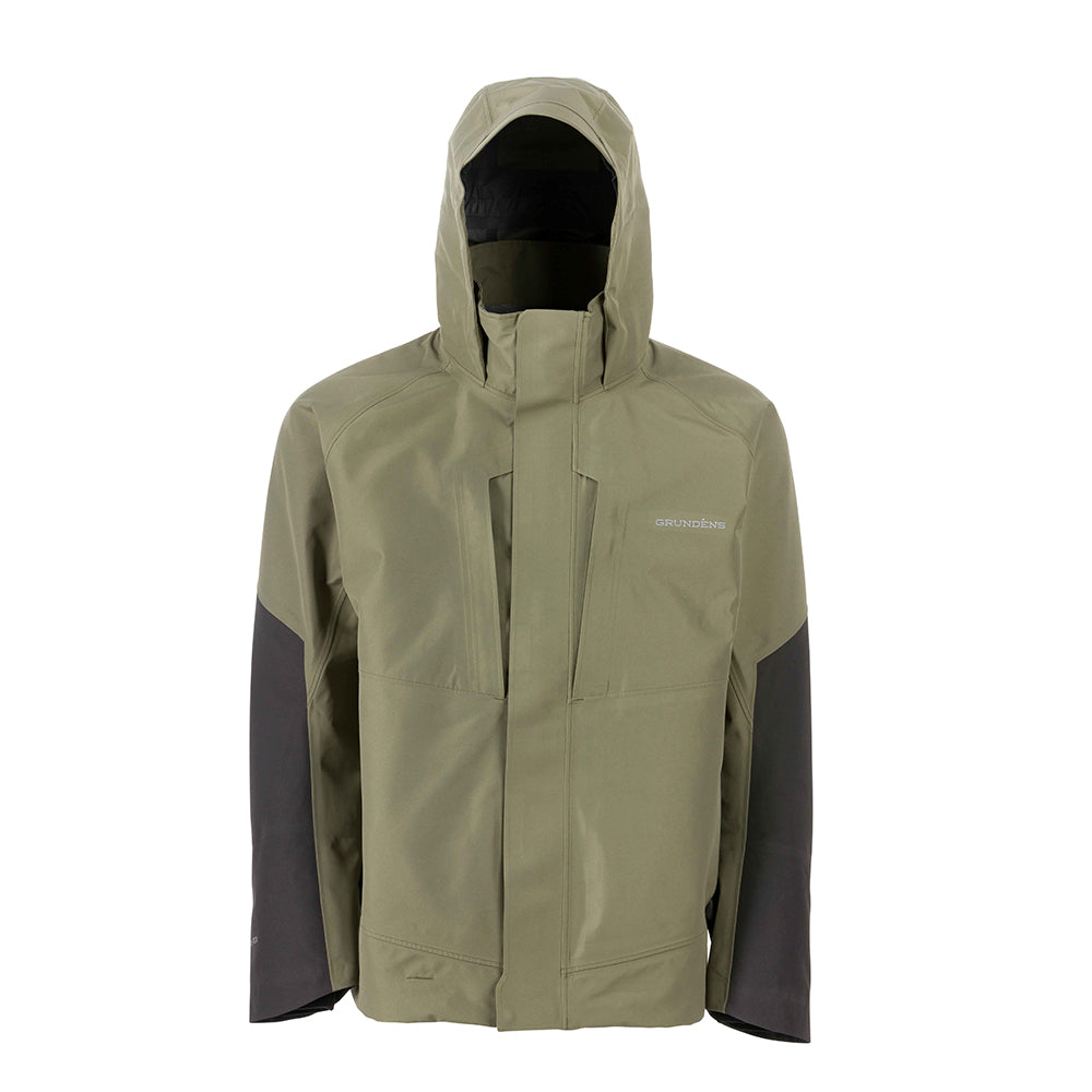 Buoy X Gore-Tex Jacket Black/Anchor Front View – Grundens