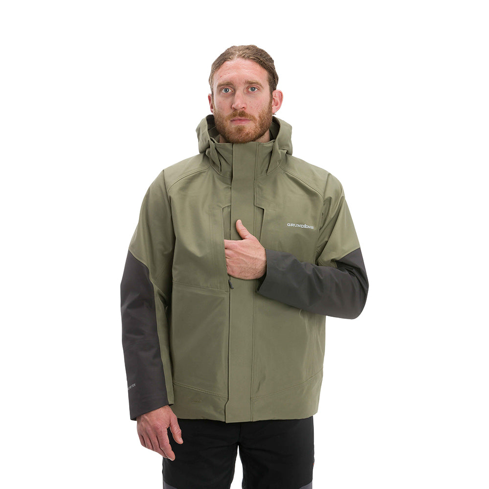 Buoy X Gore-Tex Jacket Black/Anchor Side View – Grundens