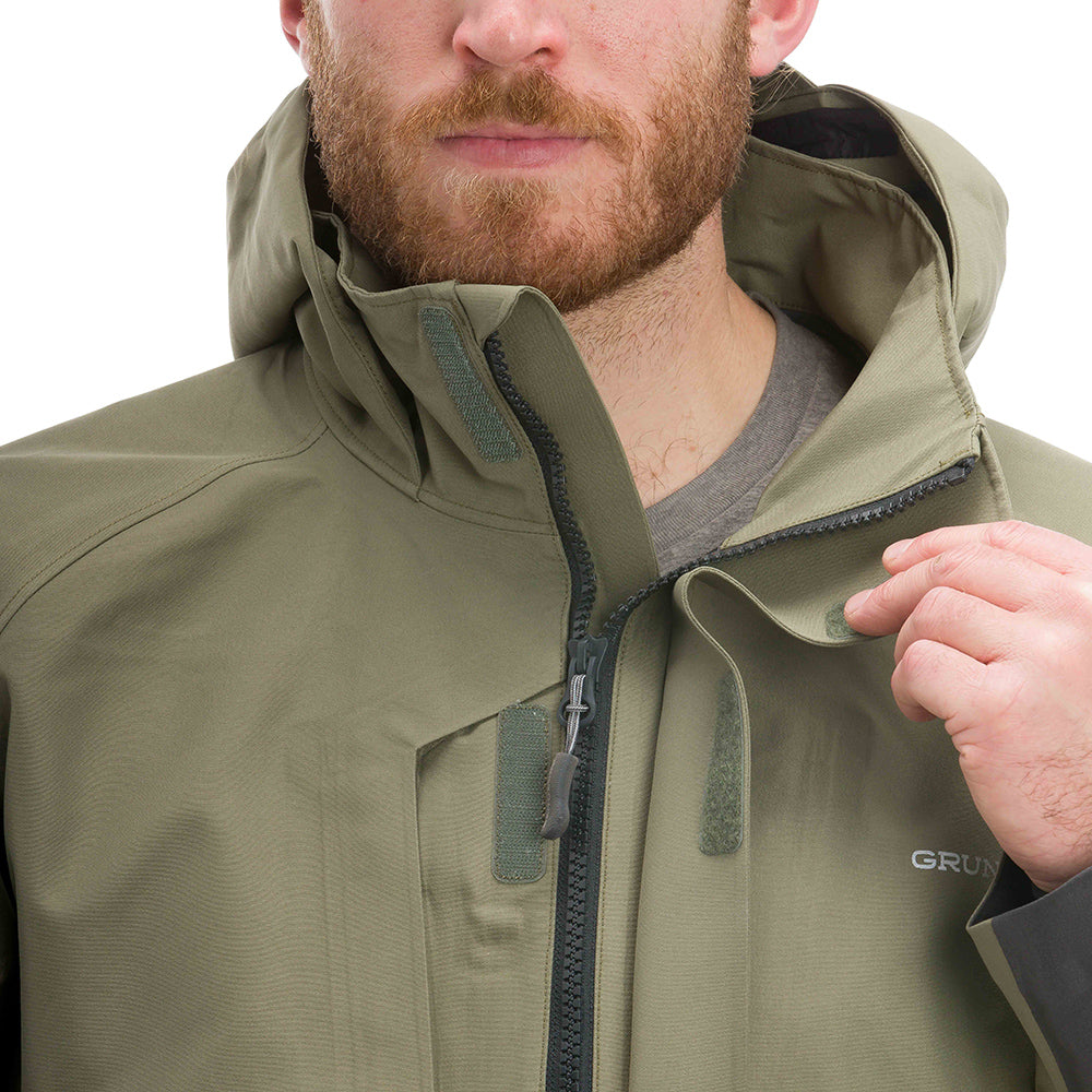 Buoy X Gore-Tex Jacket Deep Lichen Green Front View – Grundens