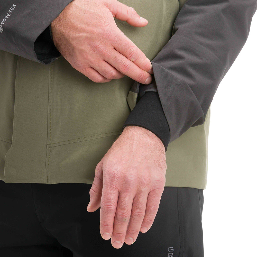 Buoy X Gore-Tex Jacket Deep Lichen Green Detail View – Grundens
