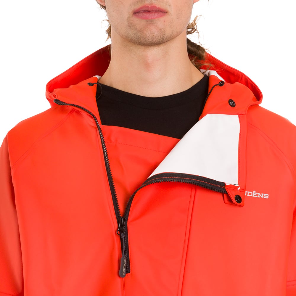 Guttered opening to be able to dump body heat while still keeping the elements out.
