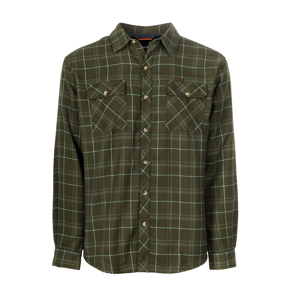 Kodiak Insulated Flannel Shirt Ombre Sodalite Front View – Grundens