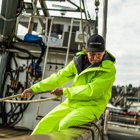 VTG Grundens Of Sweden Brigg Cotton PVC Fishing Heavy Rain Jacket