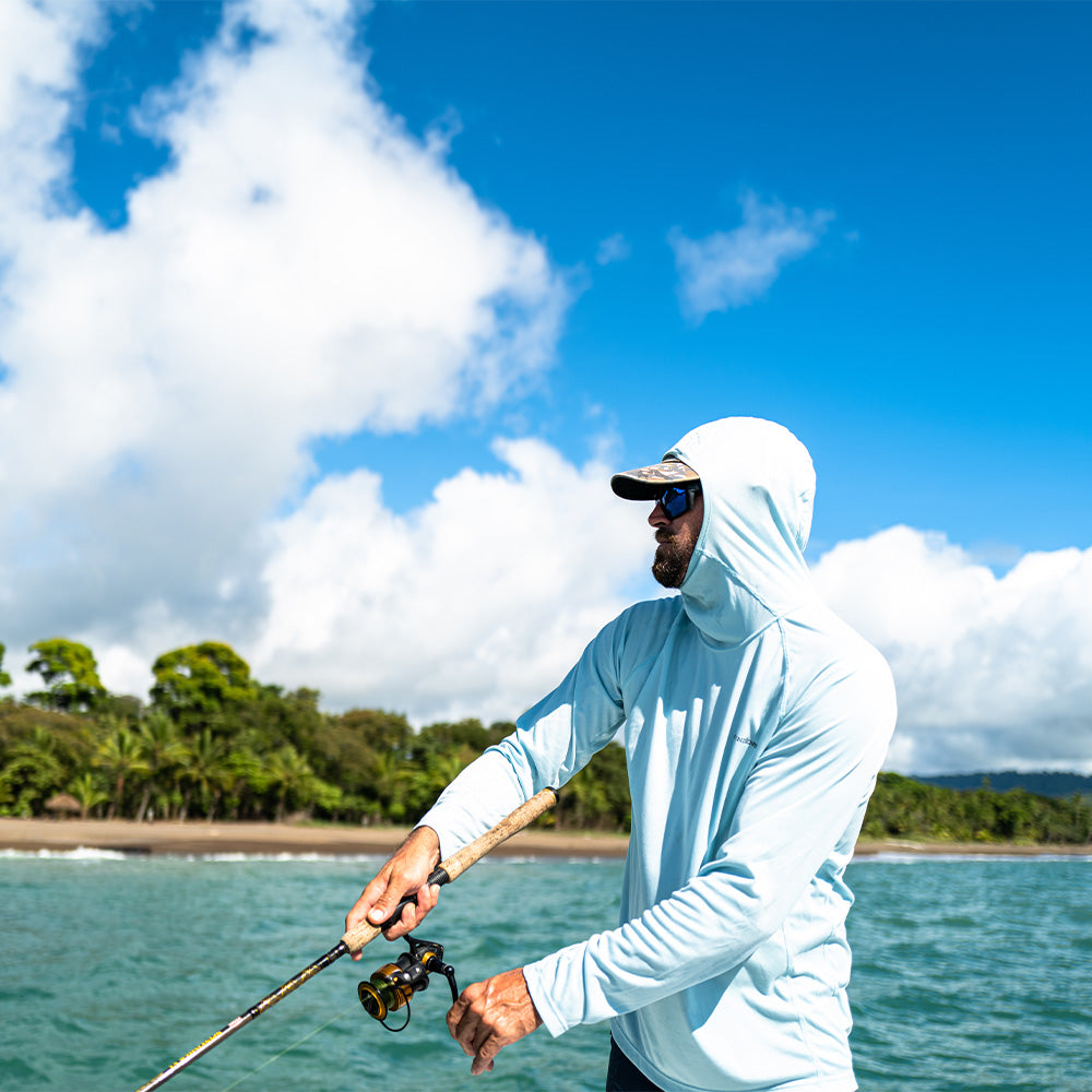 Aftco Men's Fish Ninja Hood Shirt, Performance Fishing Sun Protection  Shirt - S