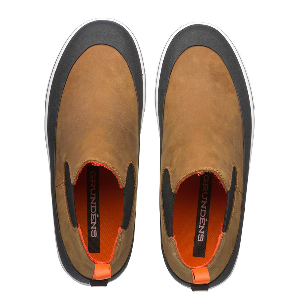 Freeboard Leather Chukka Brown Detail View – Grundens