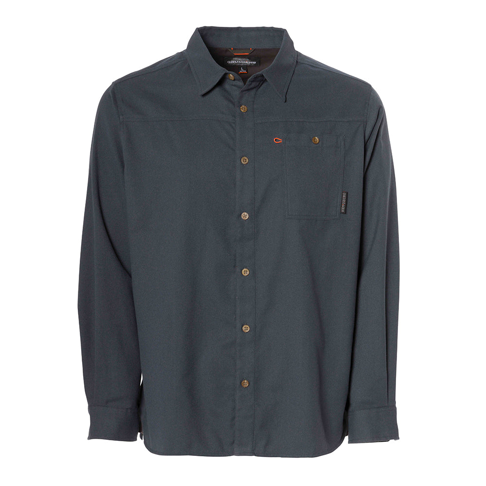 Steelhead Shirt LS Iron Gate / Black Stripe Back View – Grundens