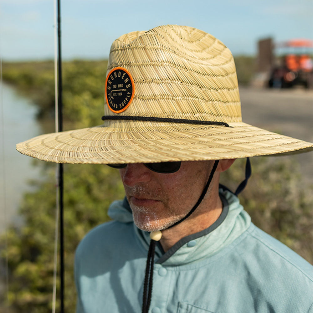 Fishermen/gardening Brn. Straw VENTILATED Hat With Adjustable